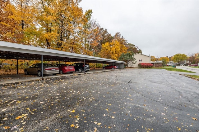 view of covered parking lot