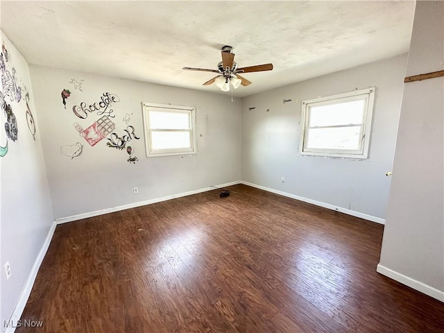 546 Rose St, Follansbee, WV 26037 - spare room featuring a ceiling fan, baseboards, and wood finished floors