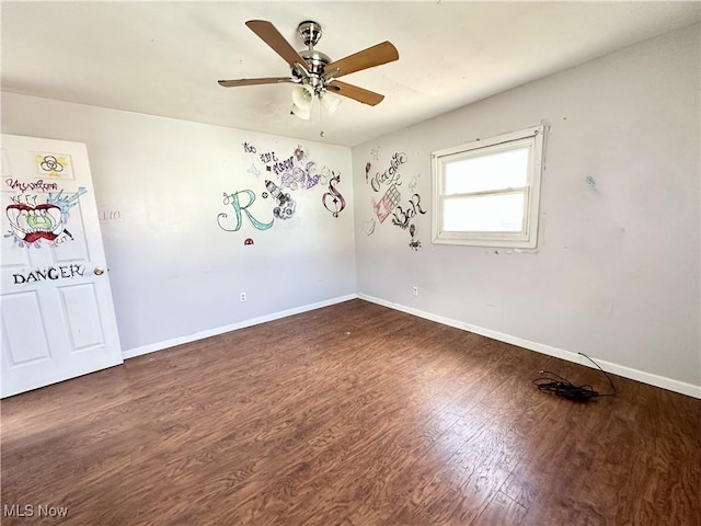 546 Rose St, Follansbee, WV 26037 - spare room featuring ceiling fan, baseboards, and wood finished floors