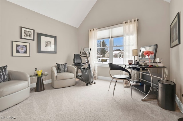 7571 Silverleaf Ct, Sagamore Hills, OH 44067 - carpeted office space with baseboards and high vaulted ceiling