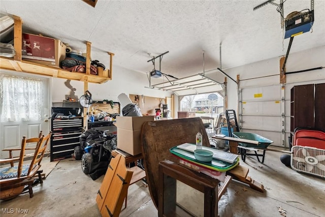 garage with a garage door opener