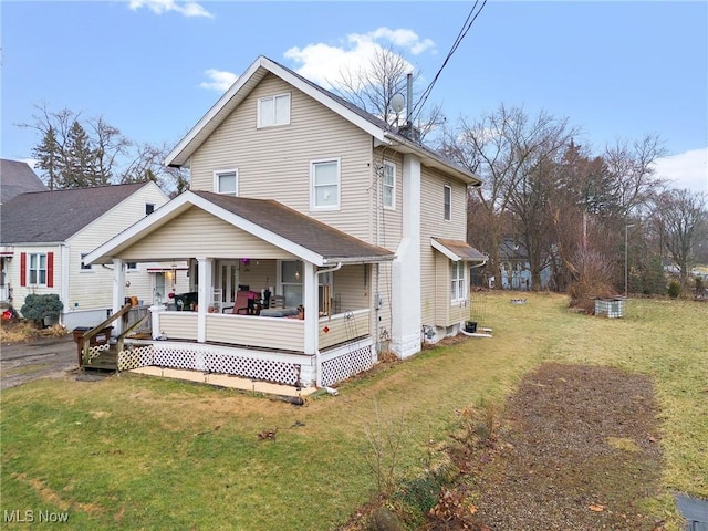 view of front of home with a front yard