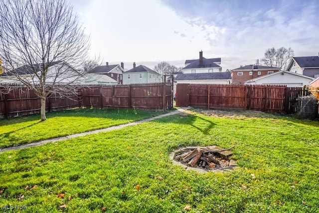 view of yard featuring a fenced backyard