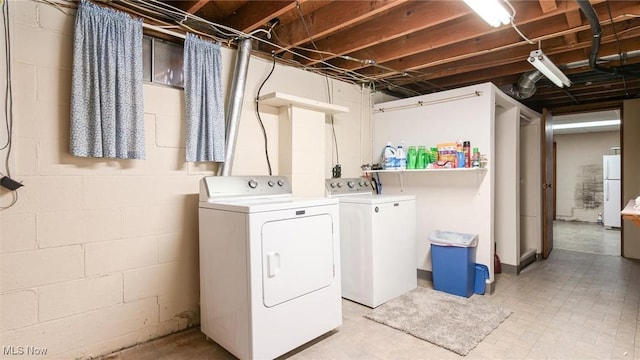 washroom featuring laundry area and washer and clothes dryer