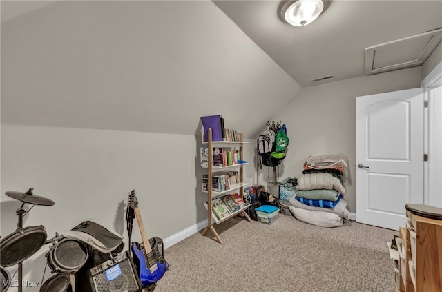 storage area featuring attic access and visible vents