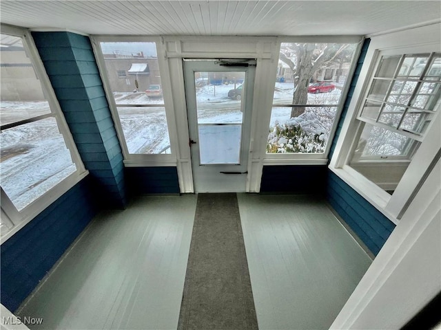 view of unfurnished sunroom