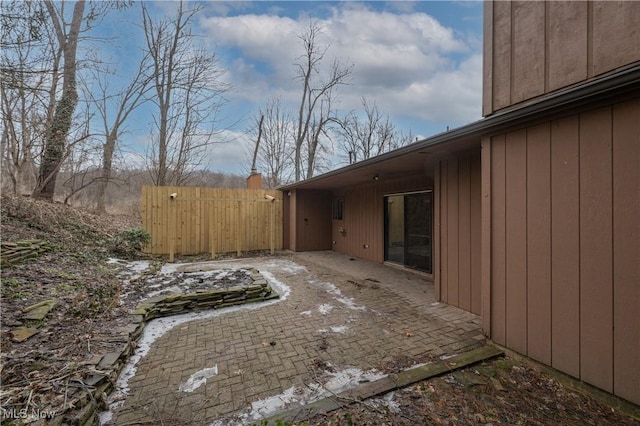 view of yard with a patio and fence