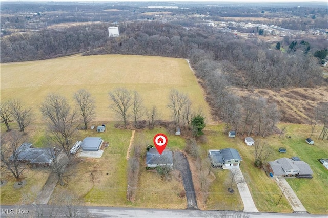 drone / aerial view featuring a rural view