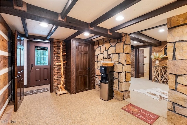 basement featuring recessed lighting