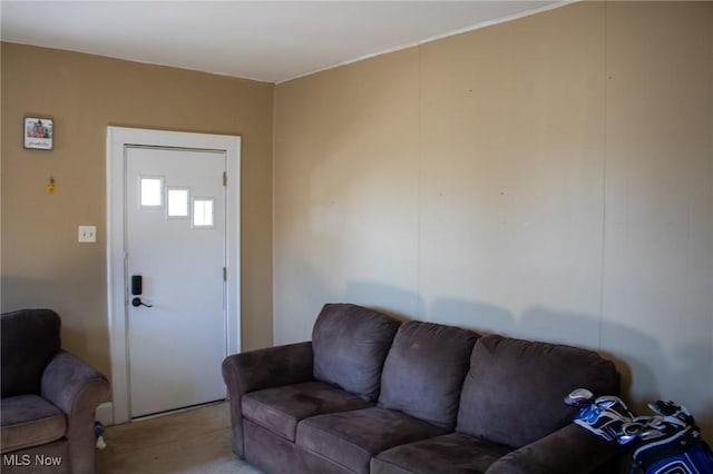 living area with light colored carpet