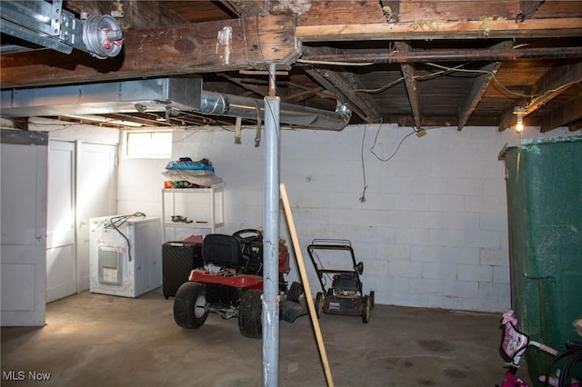 view of unfinished basement