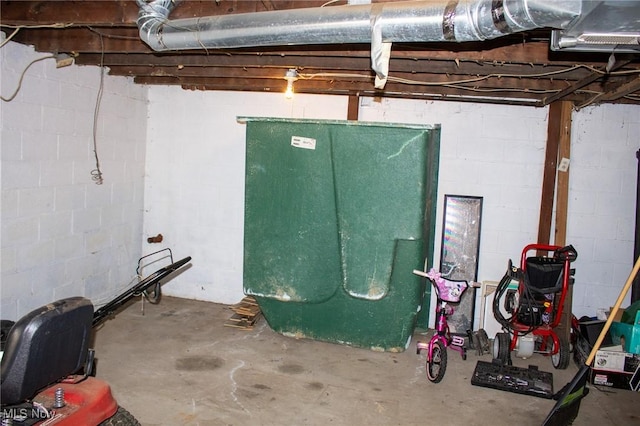 view of unfinished basement