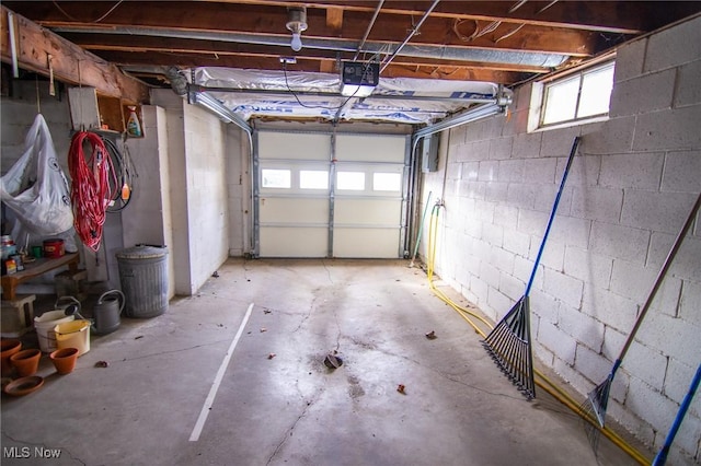 garage with a garage door opener