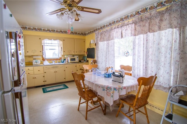 dining area with a ceiling fan