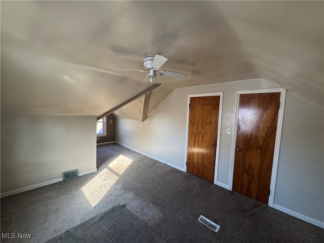 additional living space featuring carpet, visible vents, and baseboards