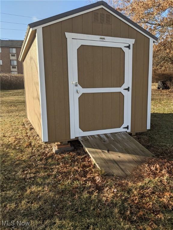 view of shed