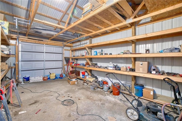 garage featuring metal wall