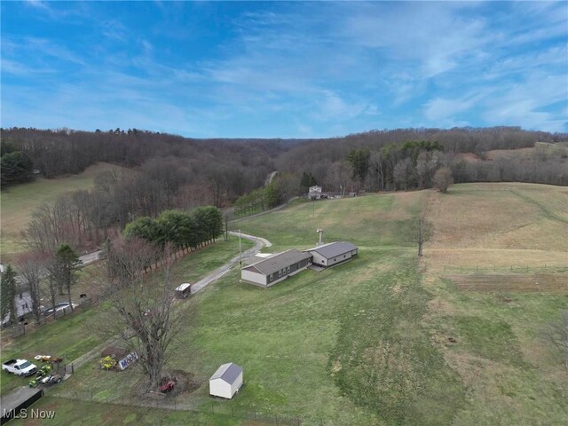 drone / aerial view with a rural view