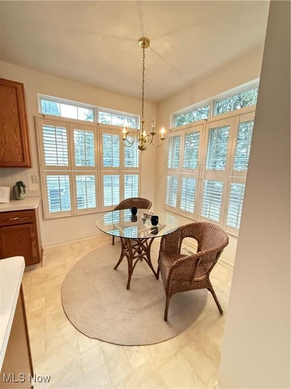 dining room with an inviting chandelier