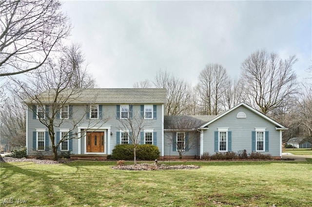 colonial house with a front lawn