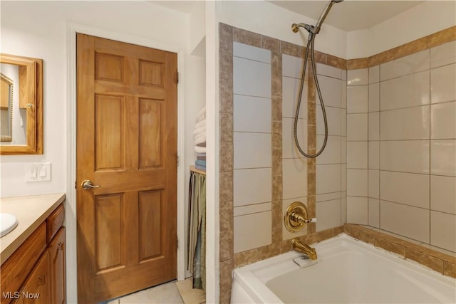 full bathroom featuring shower / bath combination and vanity