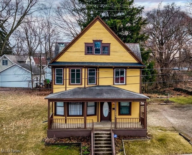 view of front of home featuring covered porch