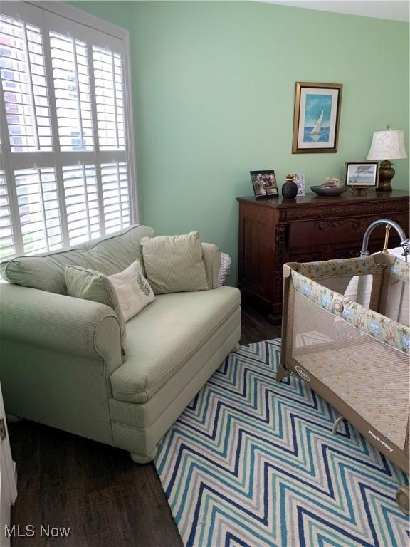 living room with wood finished floors