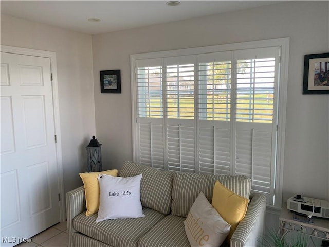 view of tiled living area