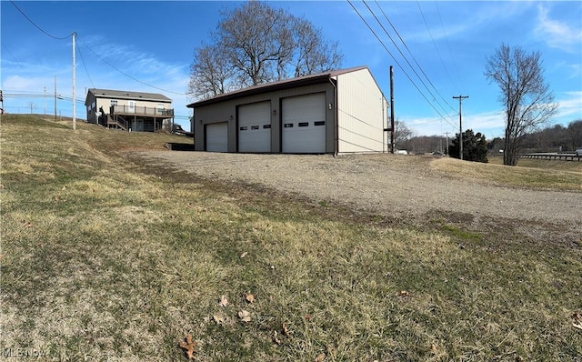 view of detached garage