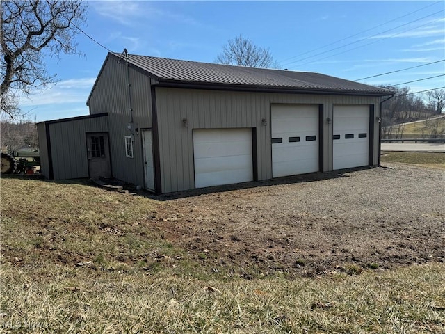 view of detached garage