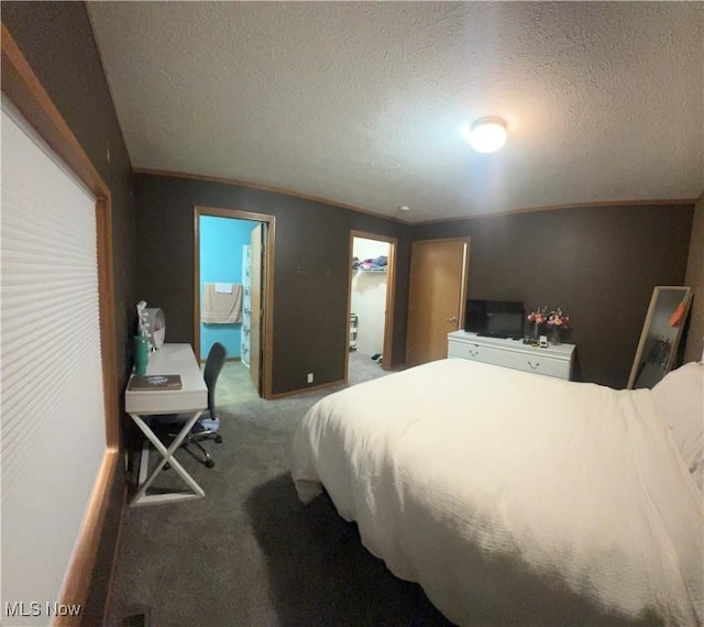 bedroom featuring carpet floors and a textured ceiling