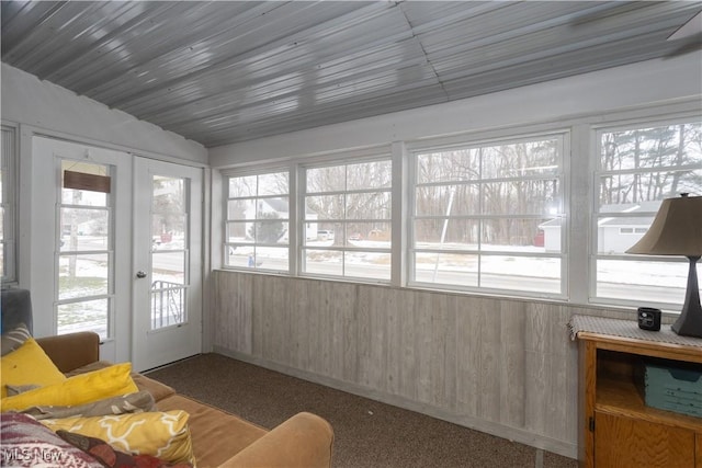 sunroom featuring french doors