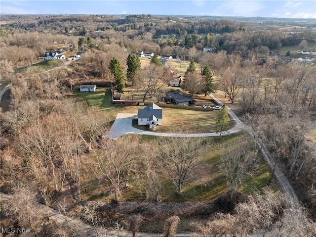 drone / aerial view with a rural view