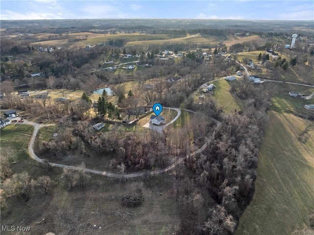 aerial view featuring a rural view