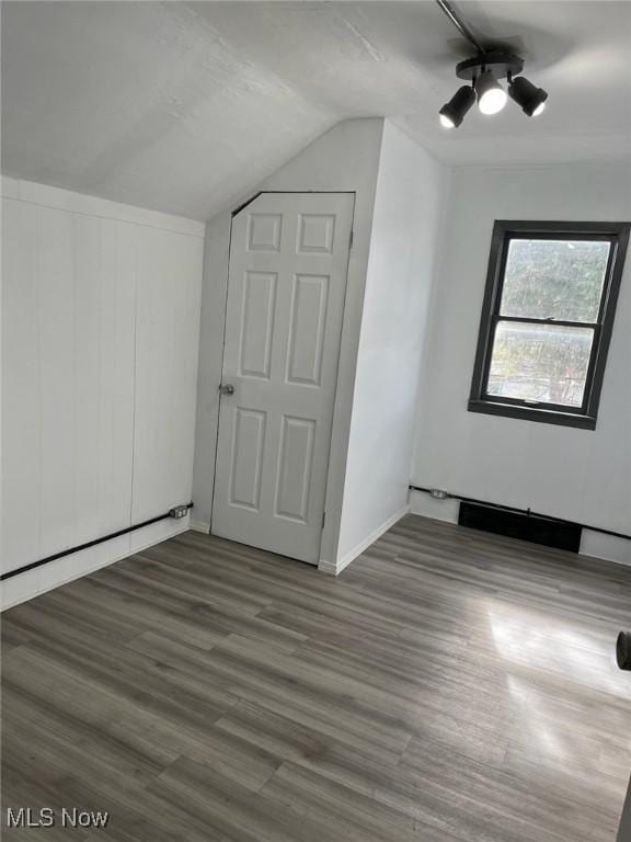 additional living space with lofted ceiling and wood finished floors