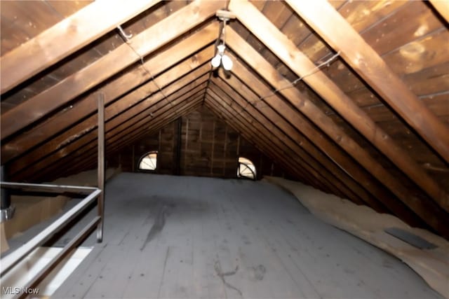 view of unfinished attic