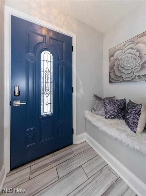 foyer entrance featuring baseboards