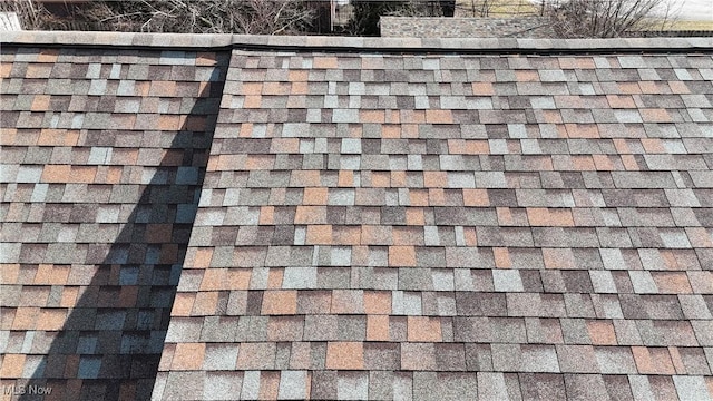 details featuring roof with shingles