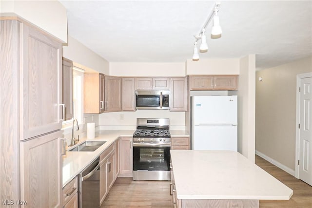 757 Eastern Rd, Doylestown, OH 44230 - kitchen featuring light countertops, light wood finished floors, stainless steel appliances, and a sink