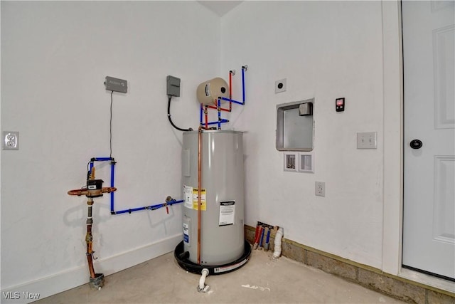 utility room with water heater