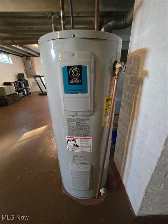 utilities with electric panel and electric water heater