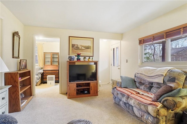 living room with carpet flooring