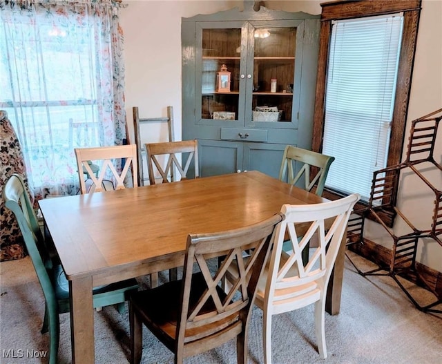 view of carpeted dining room