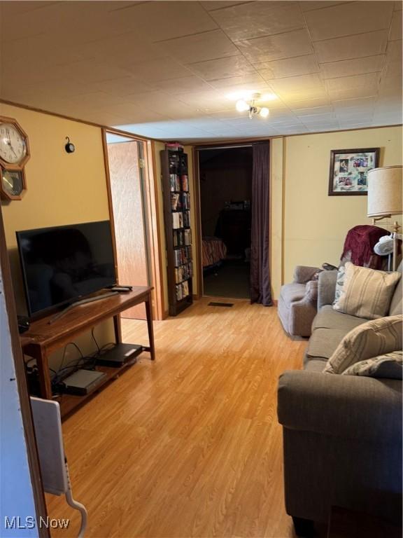 living area featuring light wood-type flooring