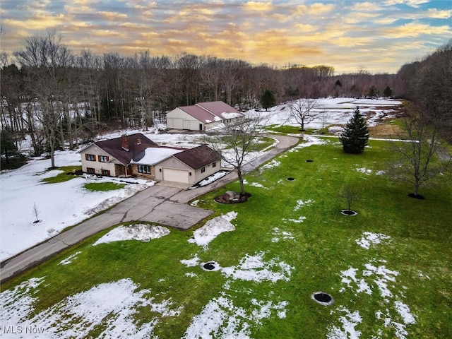 view of snowy aerial view