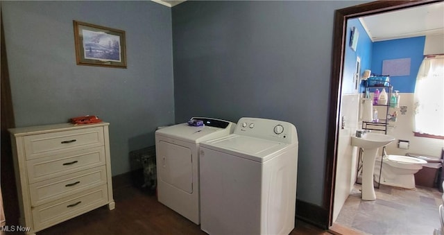 laundry room with washing machine and dryer and laundry area