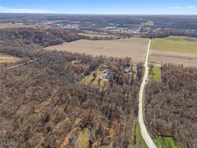 aerial view featuring a rural view