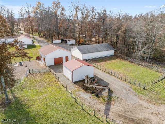 drone / aerial view with a rural view