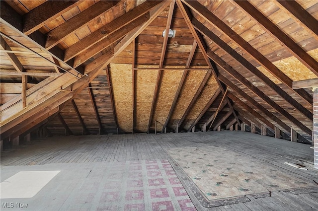 view of unfinished attic