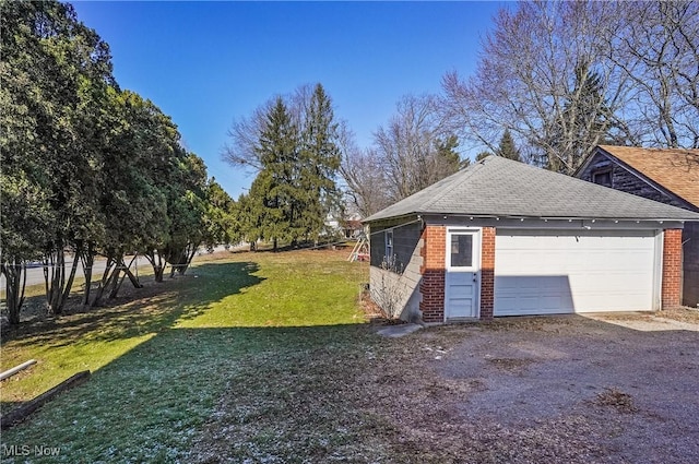 view of detached garage